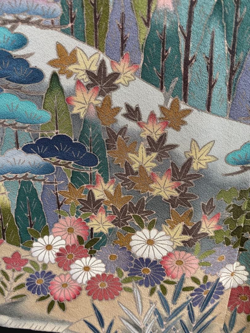 留袖ワンピース　留袖ドレス　着物リメイクロングワンピース　ハンドメイド　黒留袖