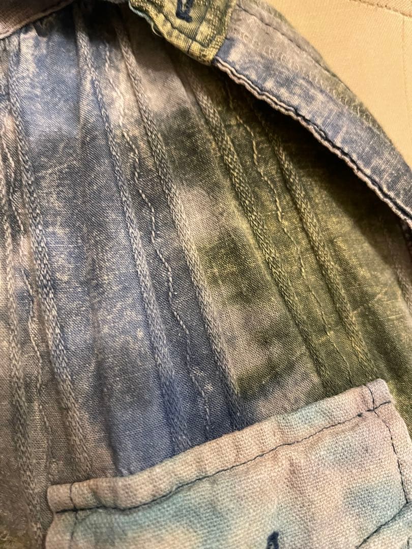 エルロデオ デニム ロングワンピース ダメージ タイダイ染め ゆったり 切り替え