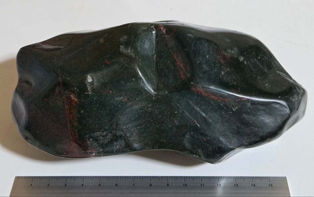 ジャスパー　緑碧玉　赤碧玉　磨き石　1574g　W180×D77×H84mm