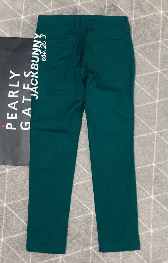新品 パーリーゲイツ ジャックバニー ストレッチツイルロングパンツ(5)L/緑