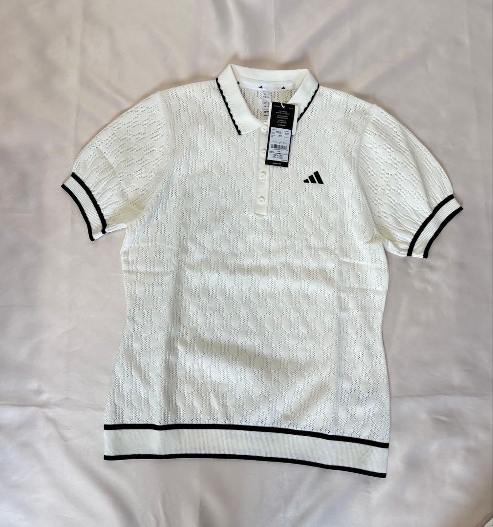 新品ゴルフ　パフスリーブニット　ジャガード柄プリーツスカートセット　大きめサイズ