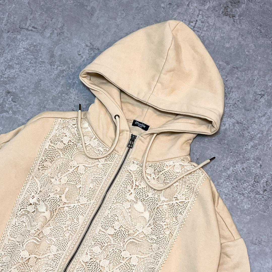 マーブルシュッド リス レース ジップ パーカー ベージュ