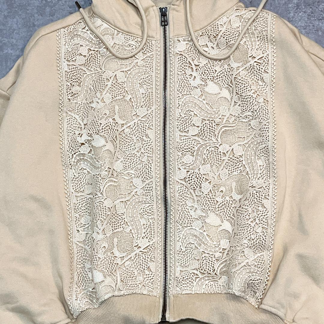 マーブルシュッド リス レース ジップ パーカー ベージュ