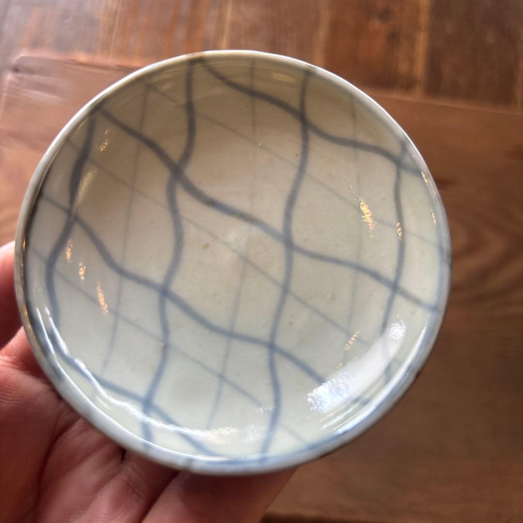 古伊万里　くらわんか　格子文　小皿　No.2 江戸時代中期