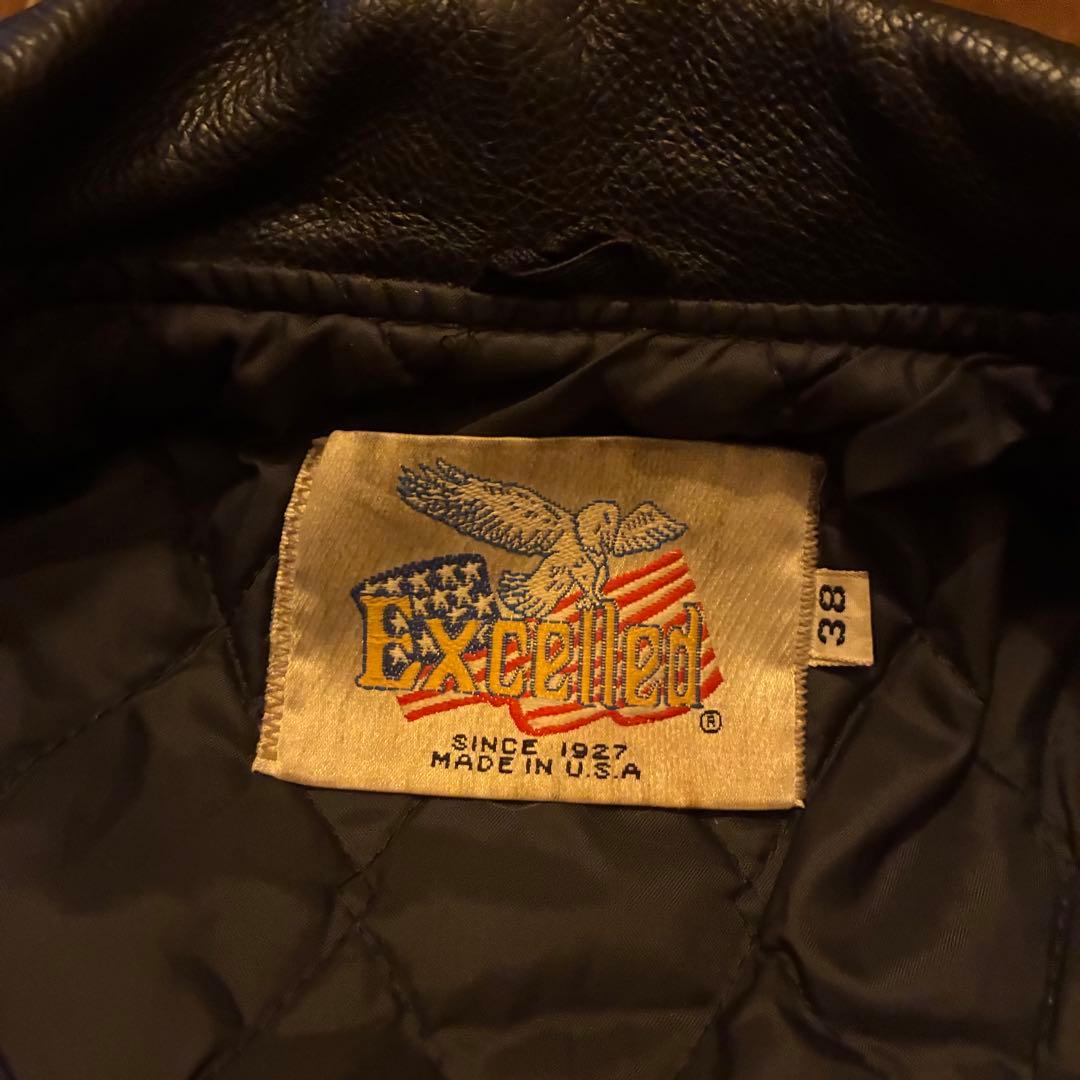 80s us vintage Excelled レザーダブルライダースジャケット