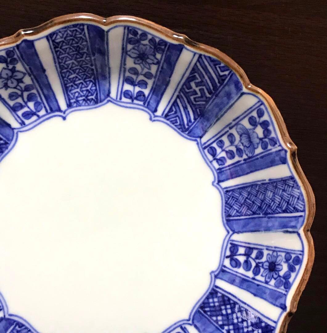 未使用保管品✨京焼 雲泉 染付間取草花祥瑞紋 八角皿✨清水焼 皿 加藤雲泉