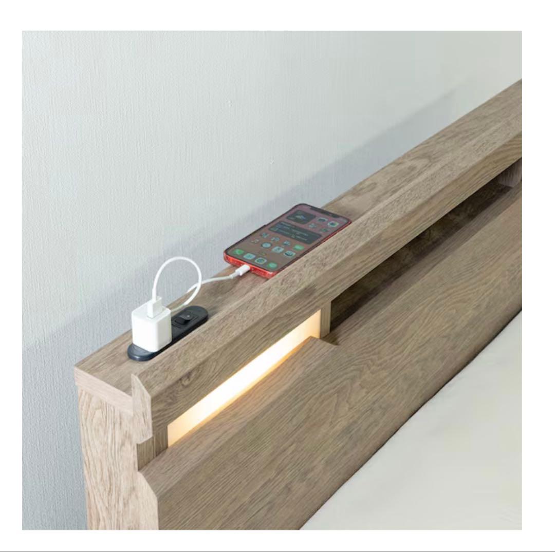 シングルベッドフレーム グレー フルオープンレール