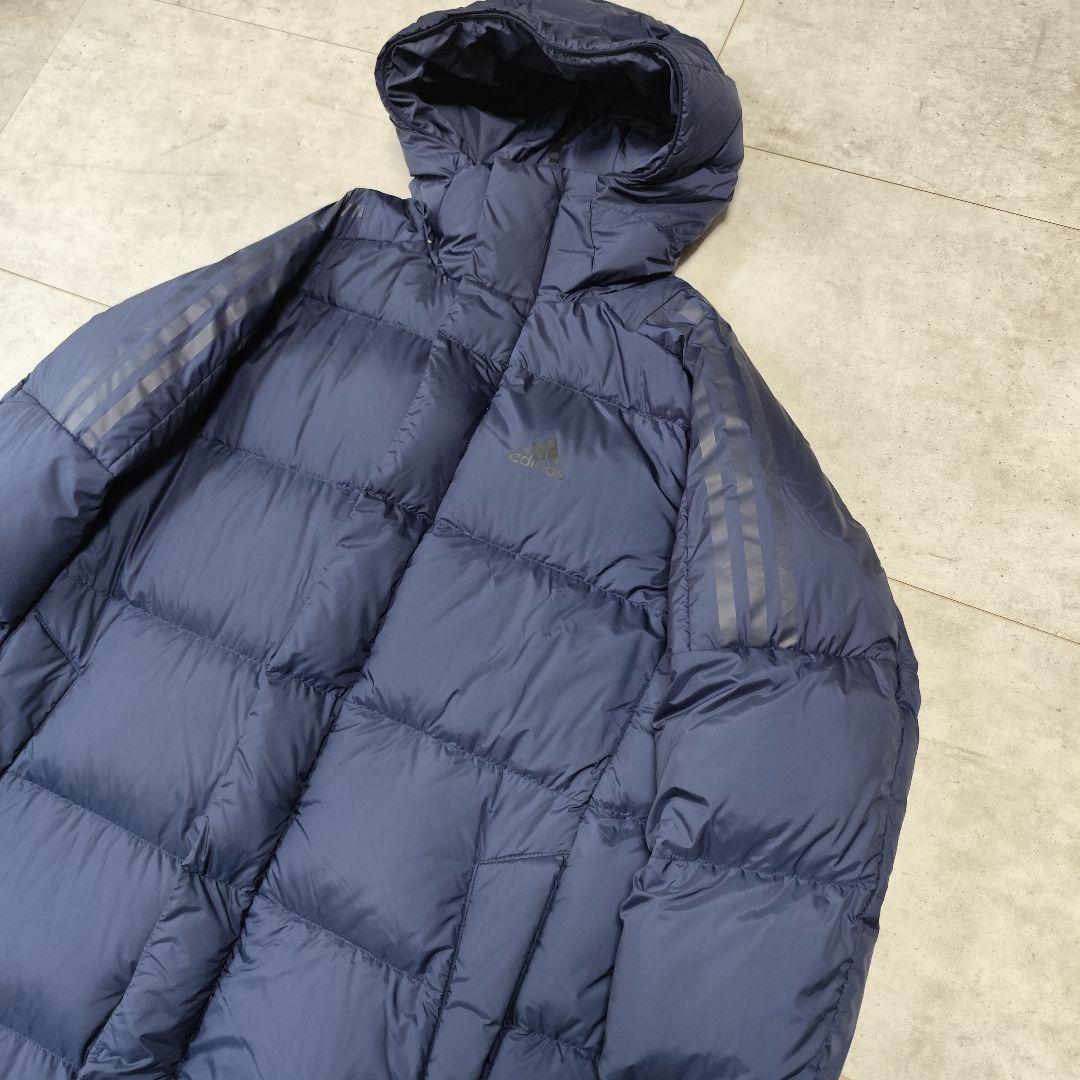 アディダス　ダウン　ベンチコート　ロングコート　L　ネイビー