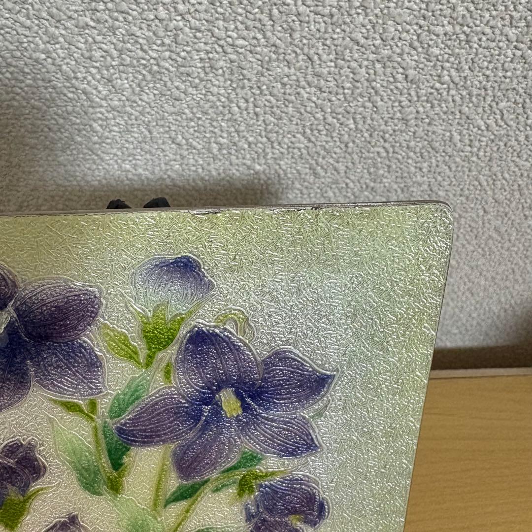 創作七宝　飾り皿　ひまわり・トルコキキョウ