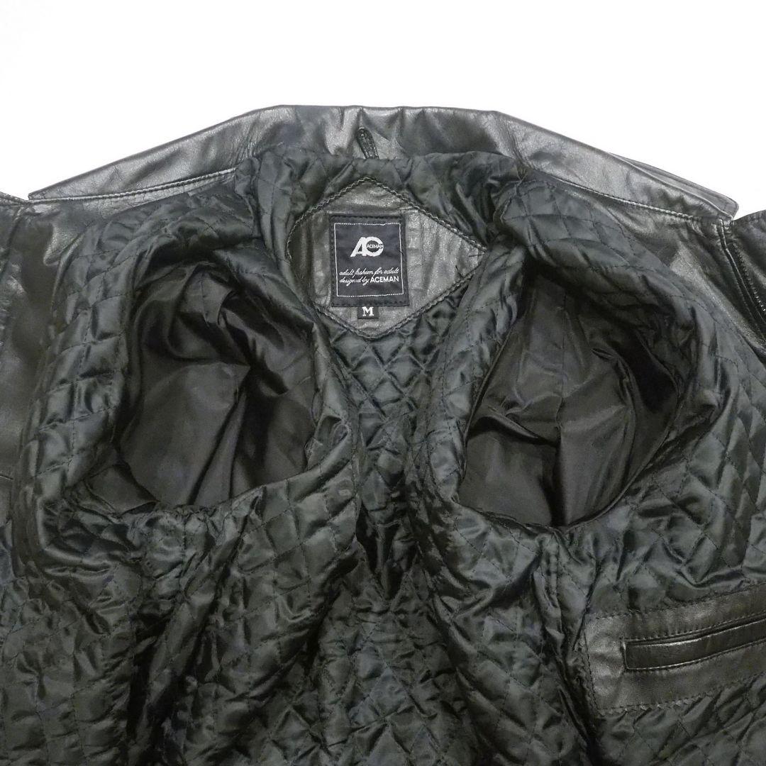 【美品】リアルレザージャケット 裏キルティング 日本製 カウレザー ACEMAN