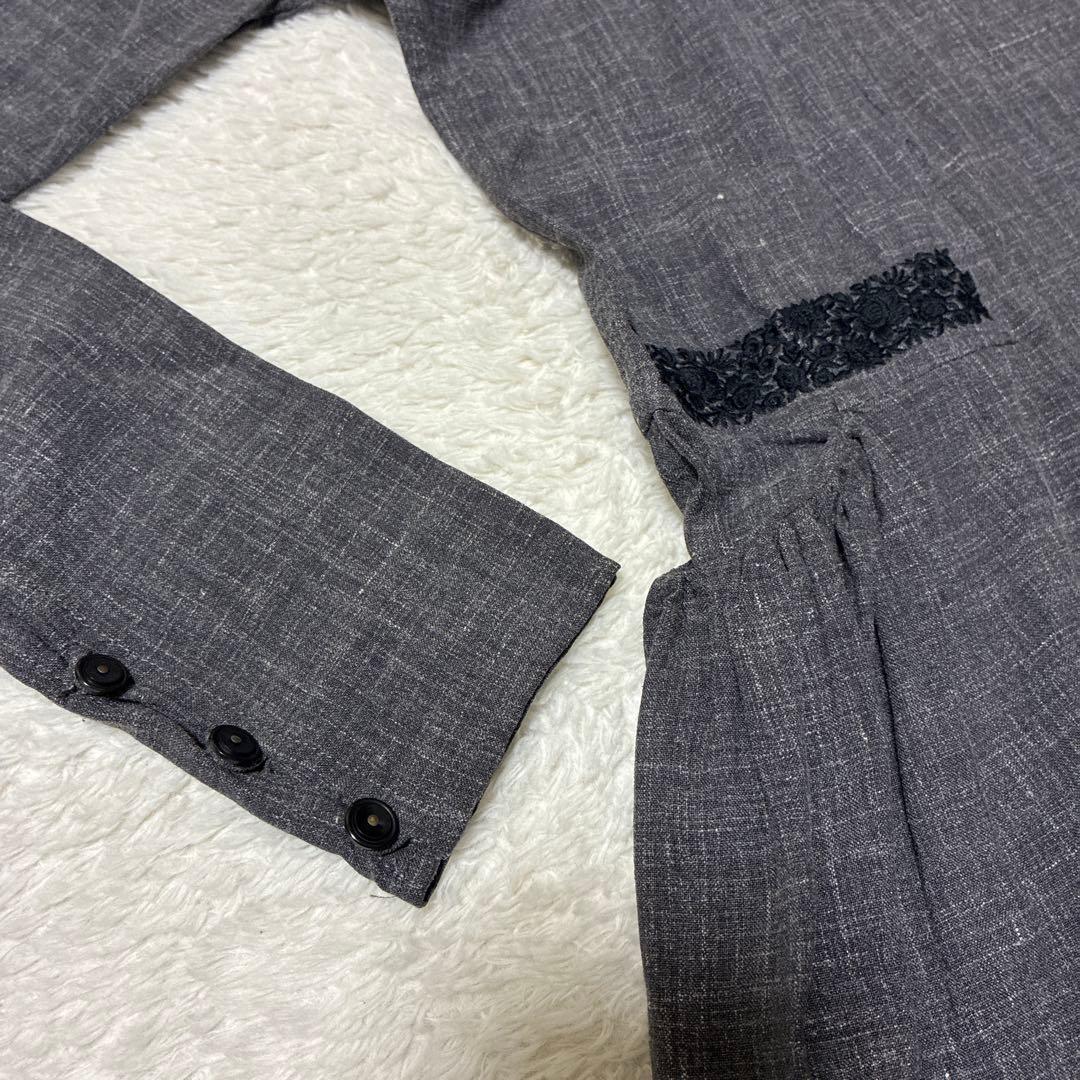 ARTS＆SCIENCE サイドギャザーポケット　刺繍　シルクリネンワンピース