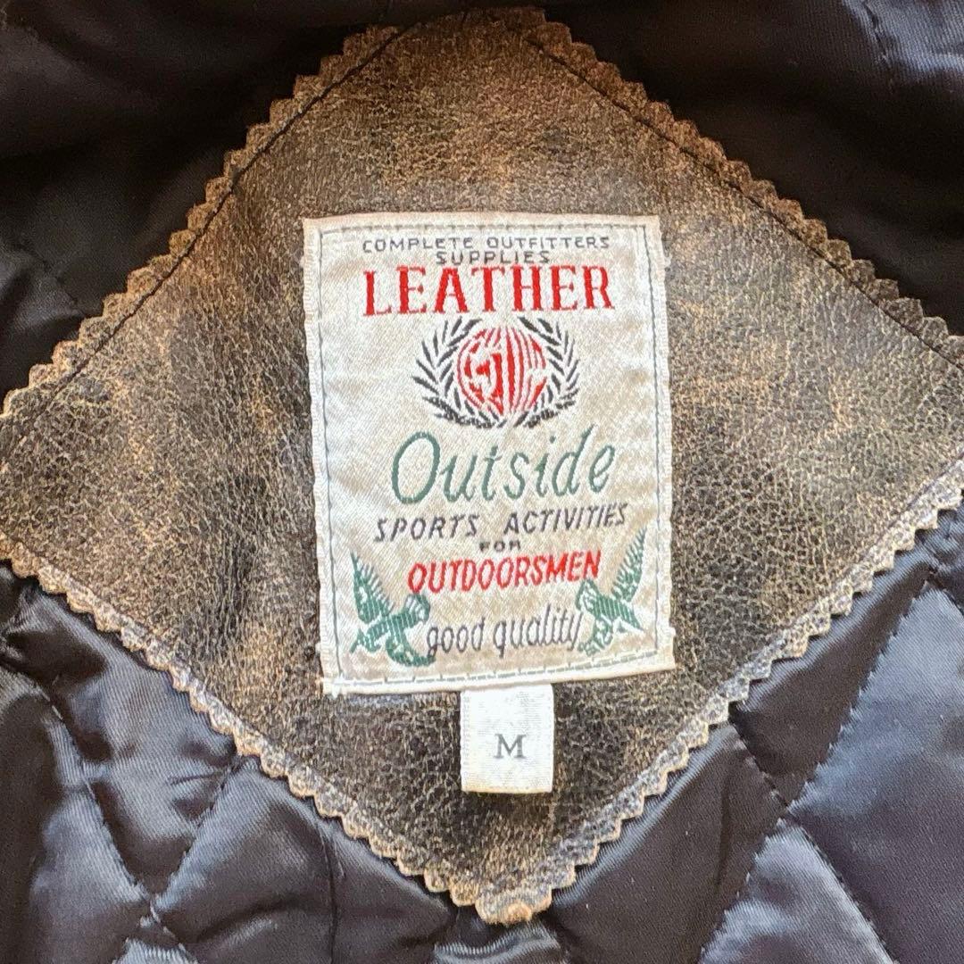 本革 ボア襟 レザージャケット 中綿 短丈 M ヴィンテージ