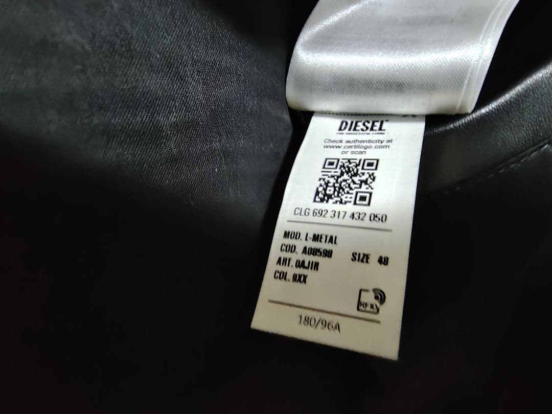 3/20 23時終了 DIESEL 本皮ライダースジャケット 超美品 48サイズ