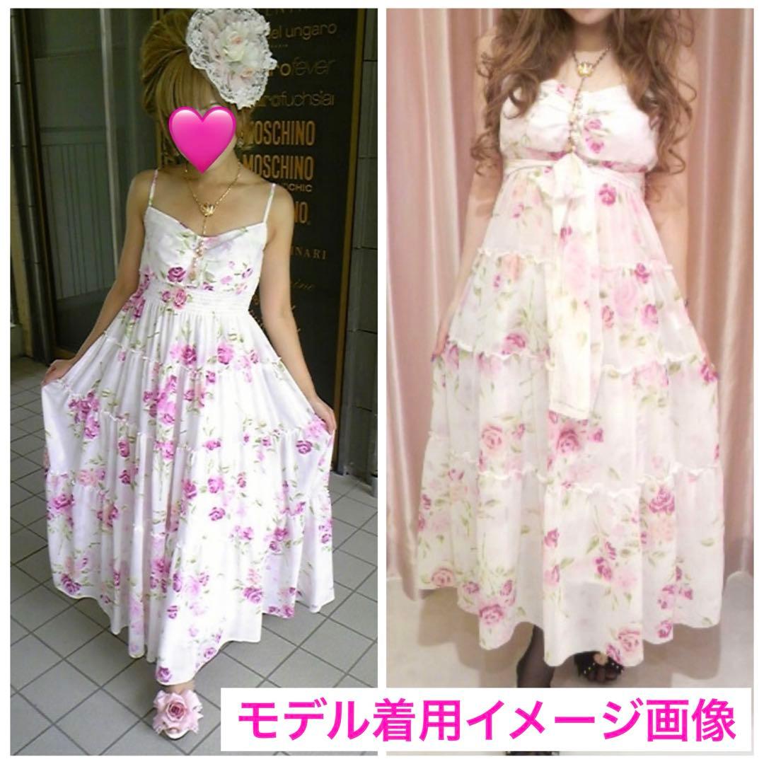 美品　ジーザスディアマンテ　ぼかし薔薇柄カリブマキシワンピース　姫系　姫ギャル
