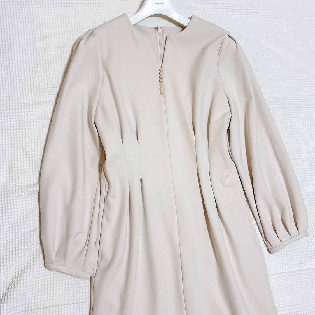 美品✨シップス ウエストタックワンピース パール オケージョン ロング ホワイト