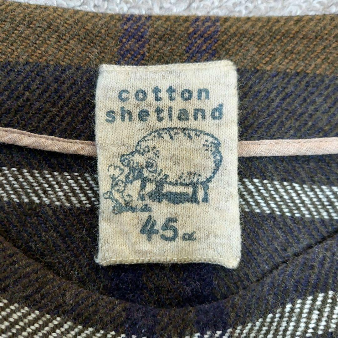 45R　ウール混チェック長袖ワンピース　M　美品✨