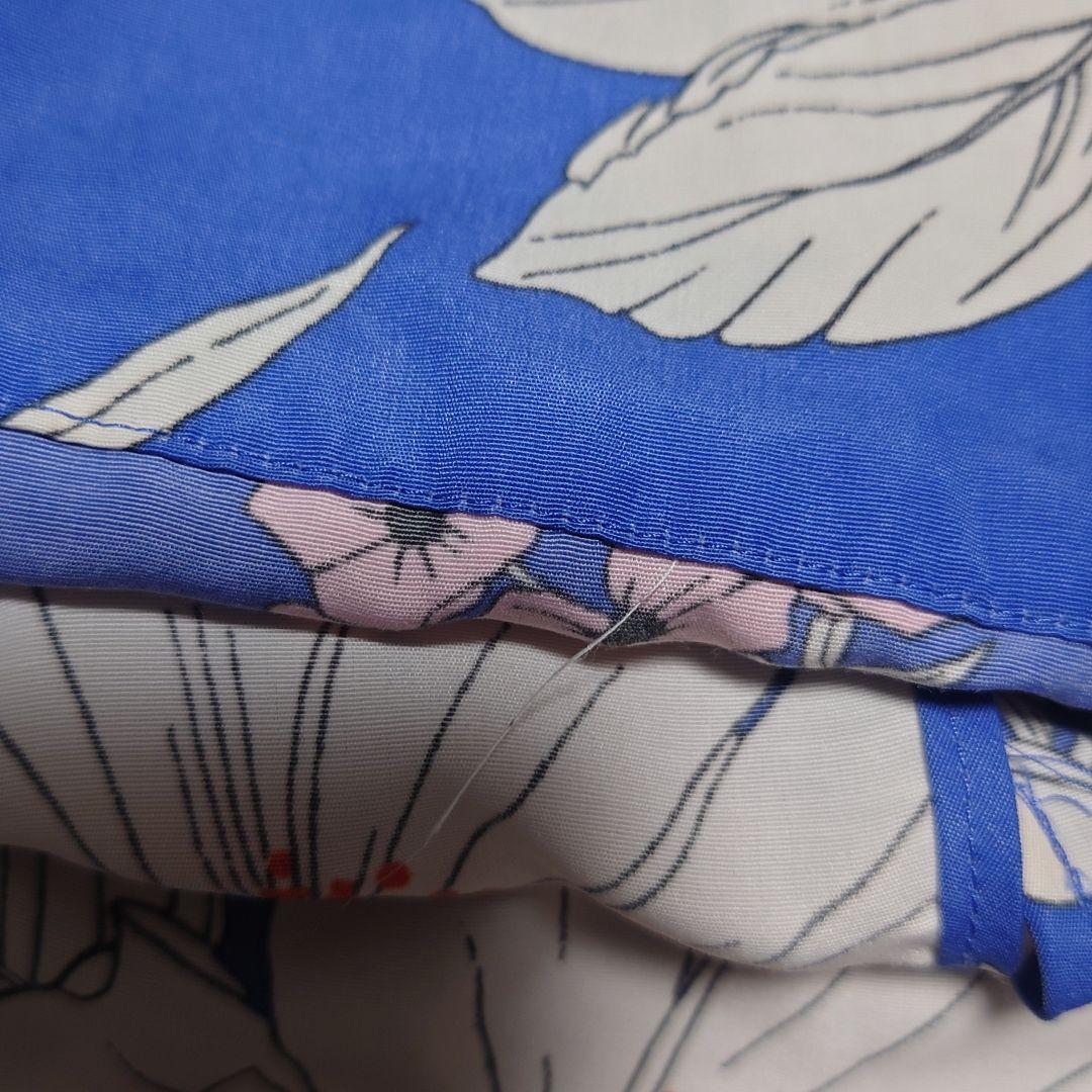 &ellecyアンドエルシー・ロイスクレヨン ピオニー柄 長袖シャツ 青