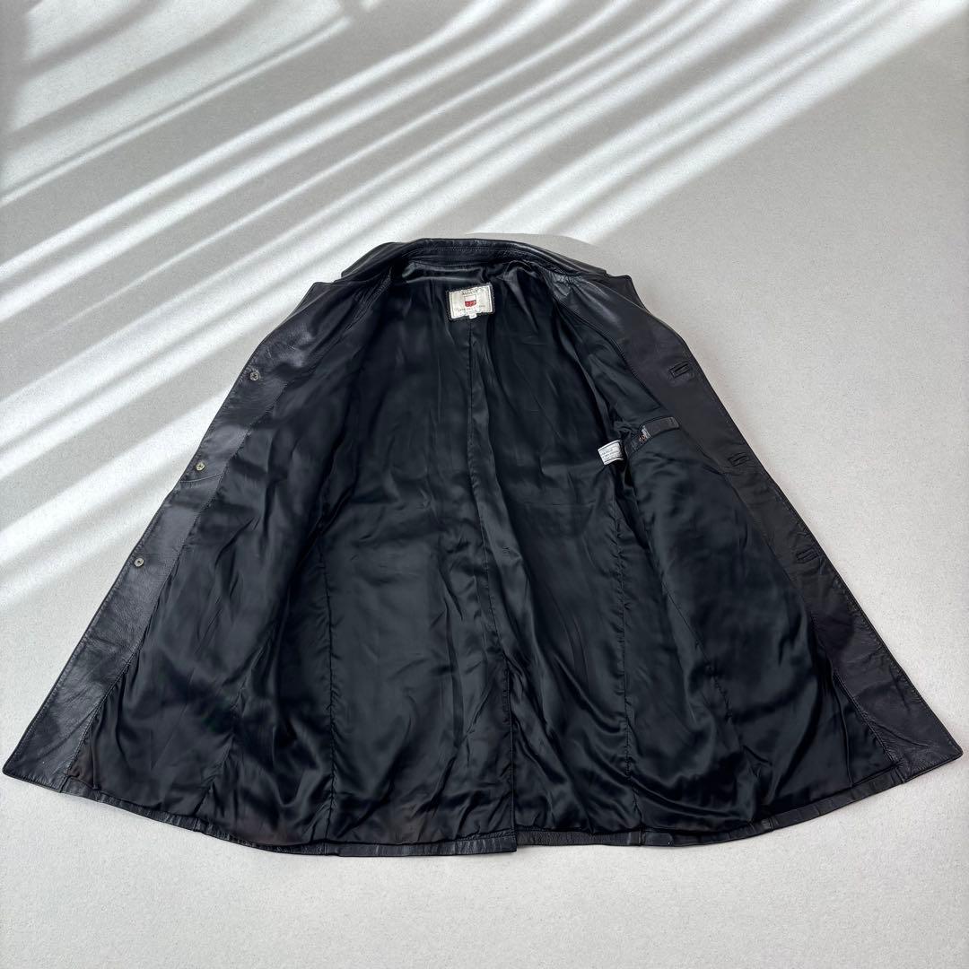 vintage leather car coat M 本革 イタリア製 黒