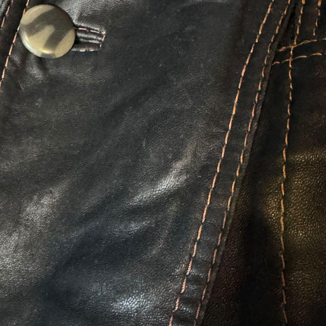 HARLEY-DAVIDSON ブラック レザージャケット カーコート M 刺繍