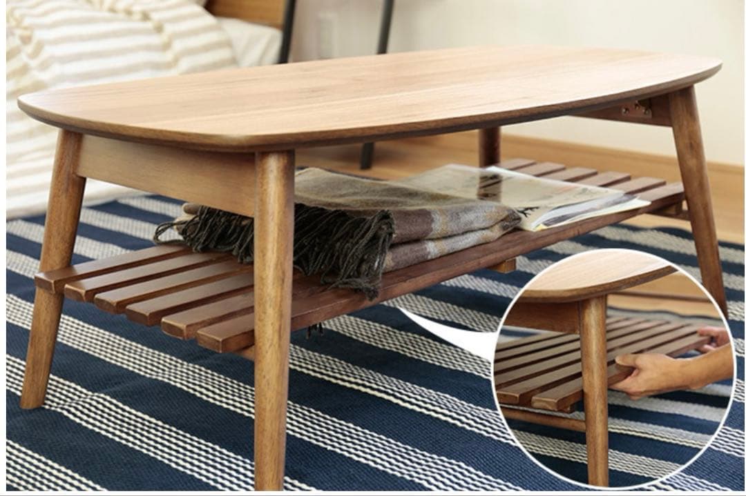 NOCELLO 棚付き ナチュラル ローテーブル