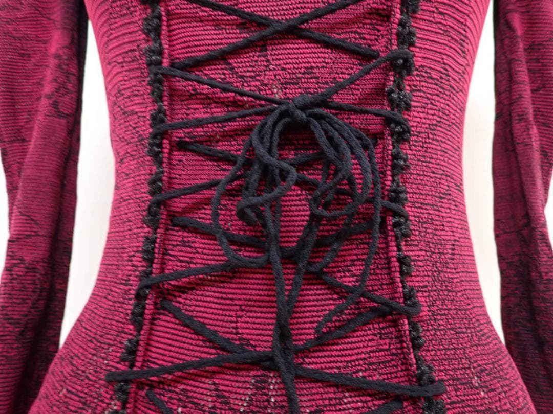 B1450【チャコット】S～M/ノーソーイング/赤×黒/トップス/社交ダンス