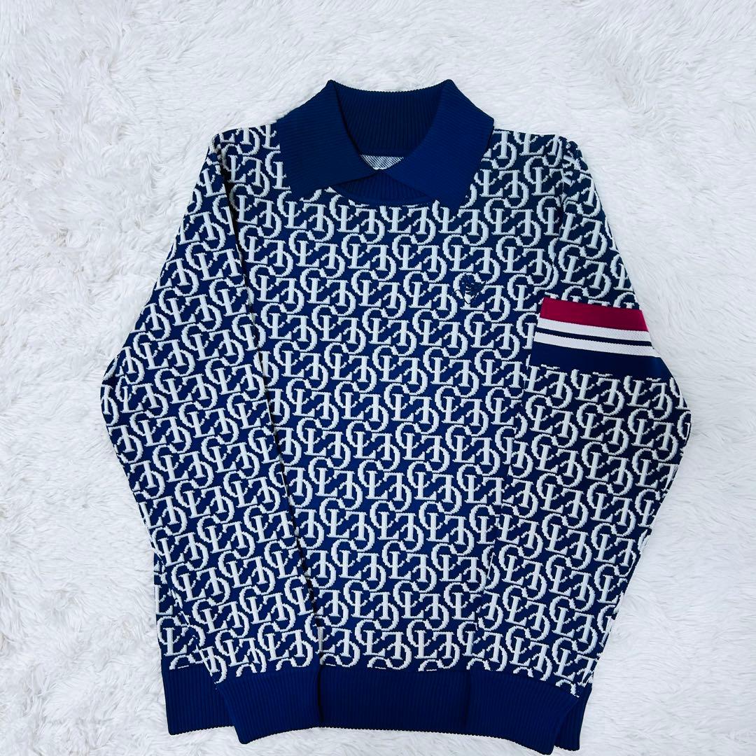 CLUNK クランク ゴルフモノグラム ニット上下セット 英字ロゴ紺セットアップ