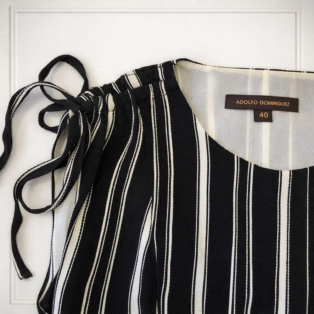 アドルフォドミンゲス 40 上品ストライプ ラップワンピース 美シルエット
