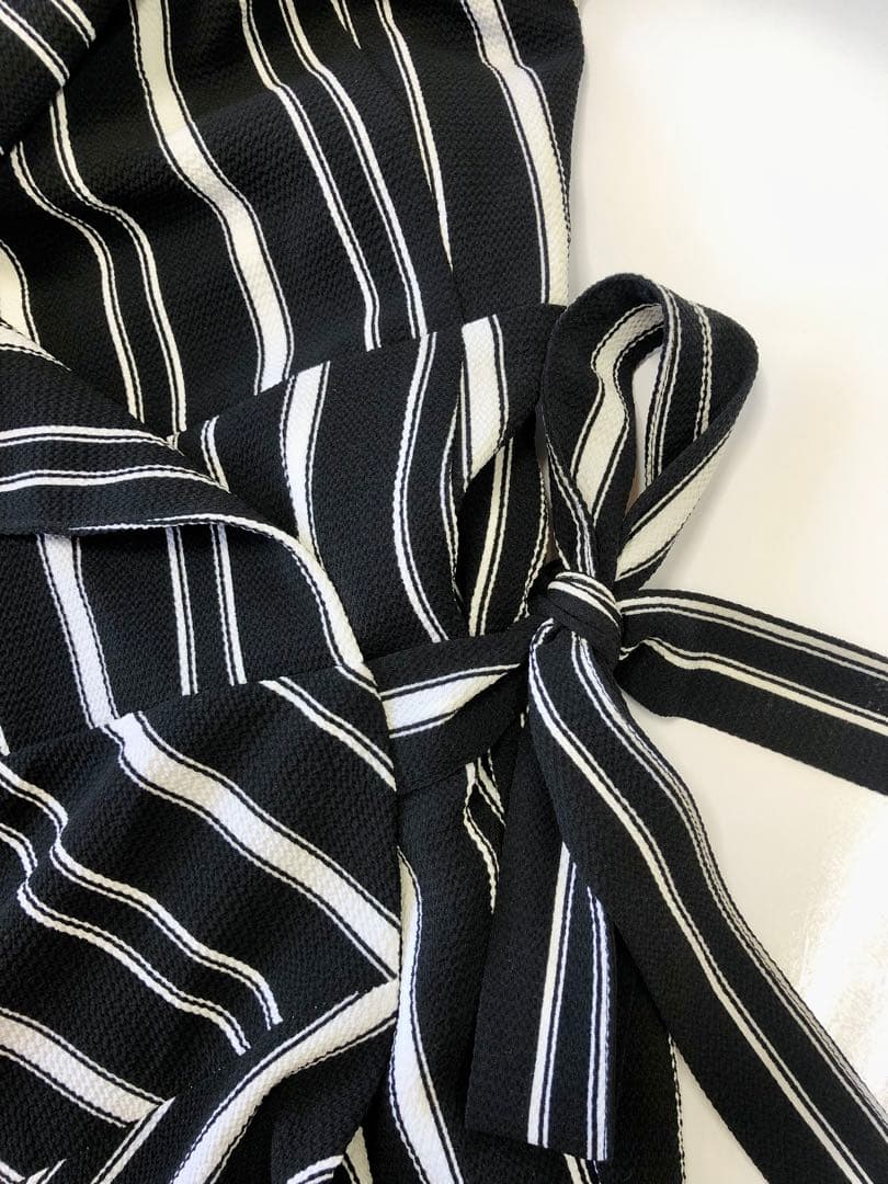 アドルフォドミンゲス 40 上品ストライプ ラップワンピース 美シルエット
