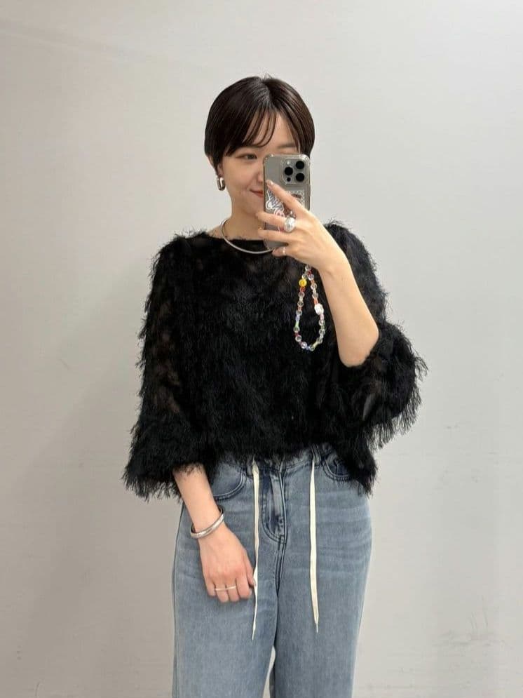 【Loungedress】ジャガードフェザーブラウス