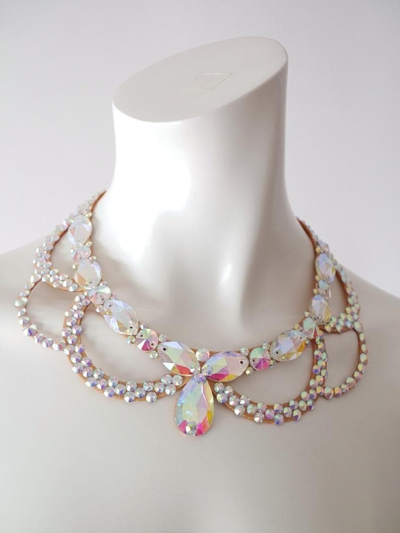 新品未使用 ネックレス チョーカー 高品質高ラインストーン 社交ダンス