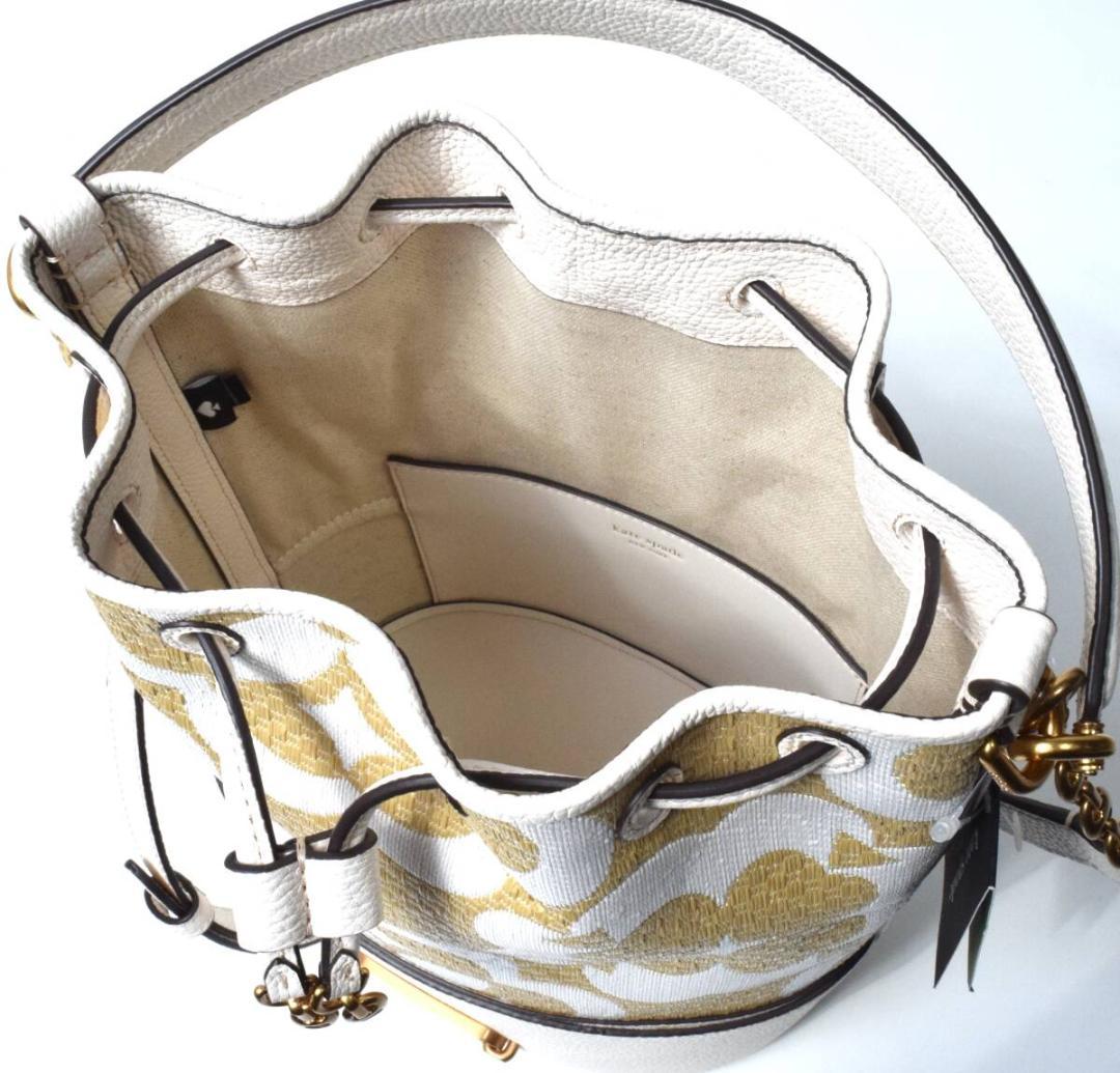 未使用7.7万 ケイトスペード 2WAY モノグラム ラフィア レザー バケット