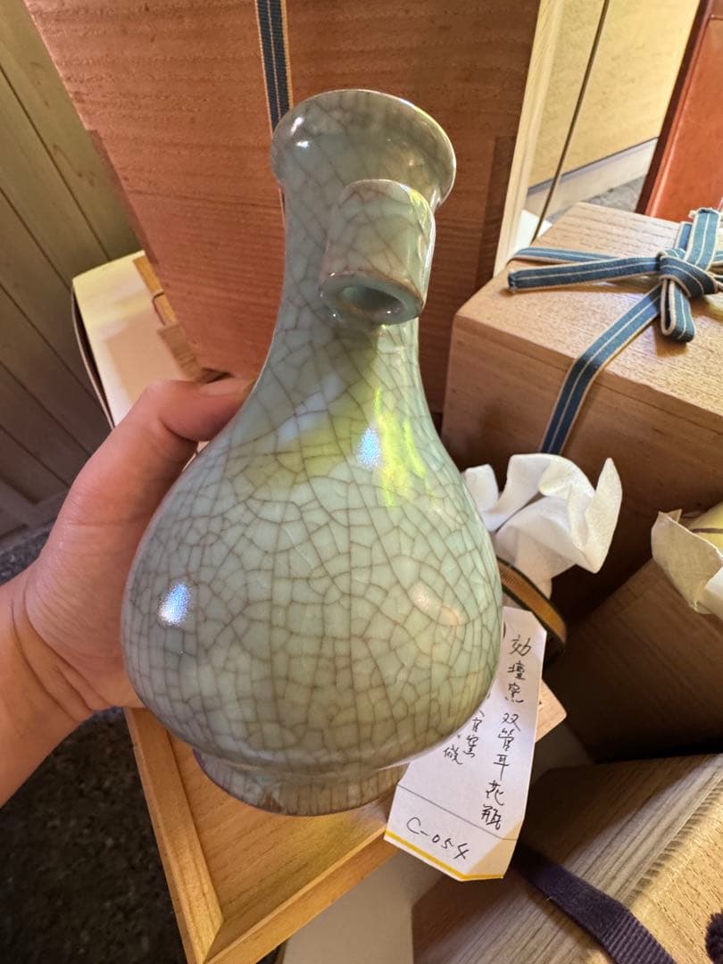 ‼️keno‼️リサイクルFORT‼️唐物④‼️効壇窯双管耳南宋官窯清代倣花瓶