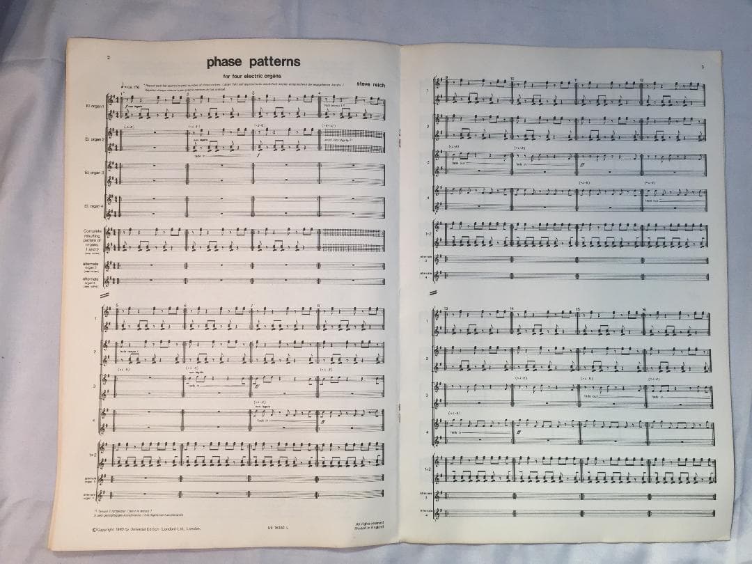 Steve Reich のSong Collection 5 Score