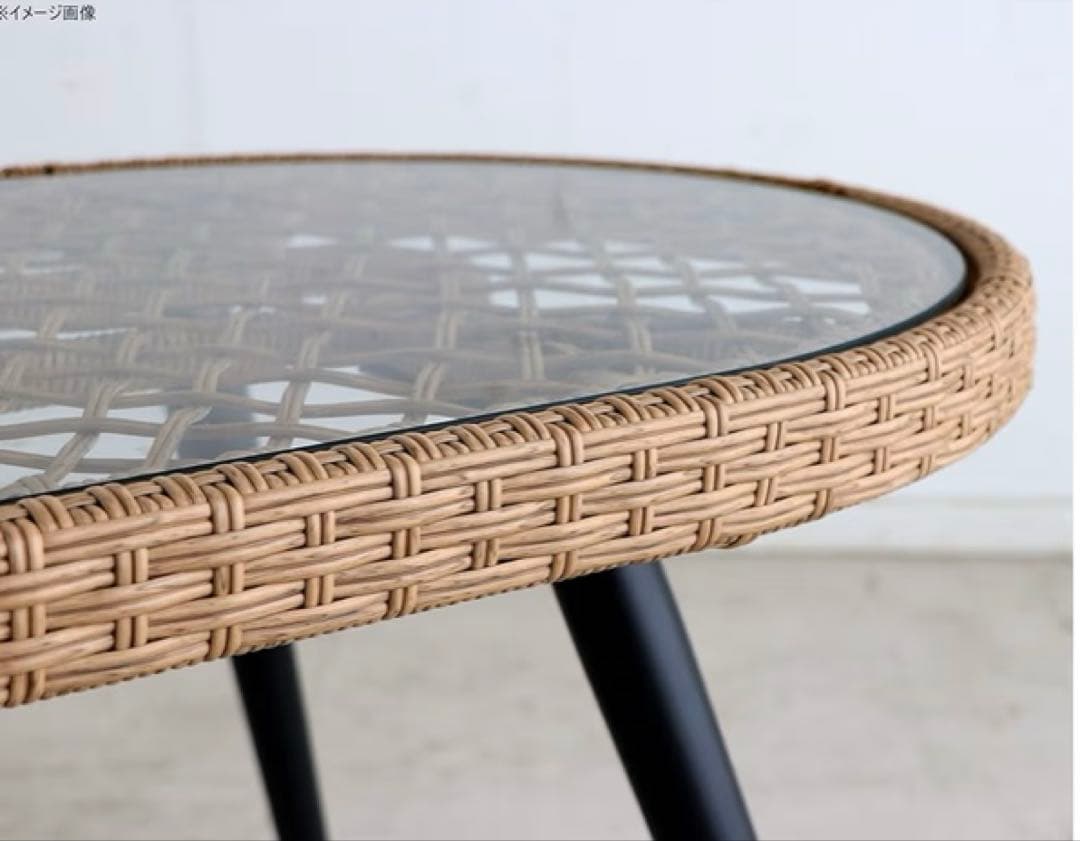ガラステーブル　ラタン　テーブル　オシャレ　アジアン