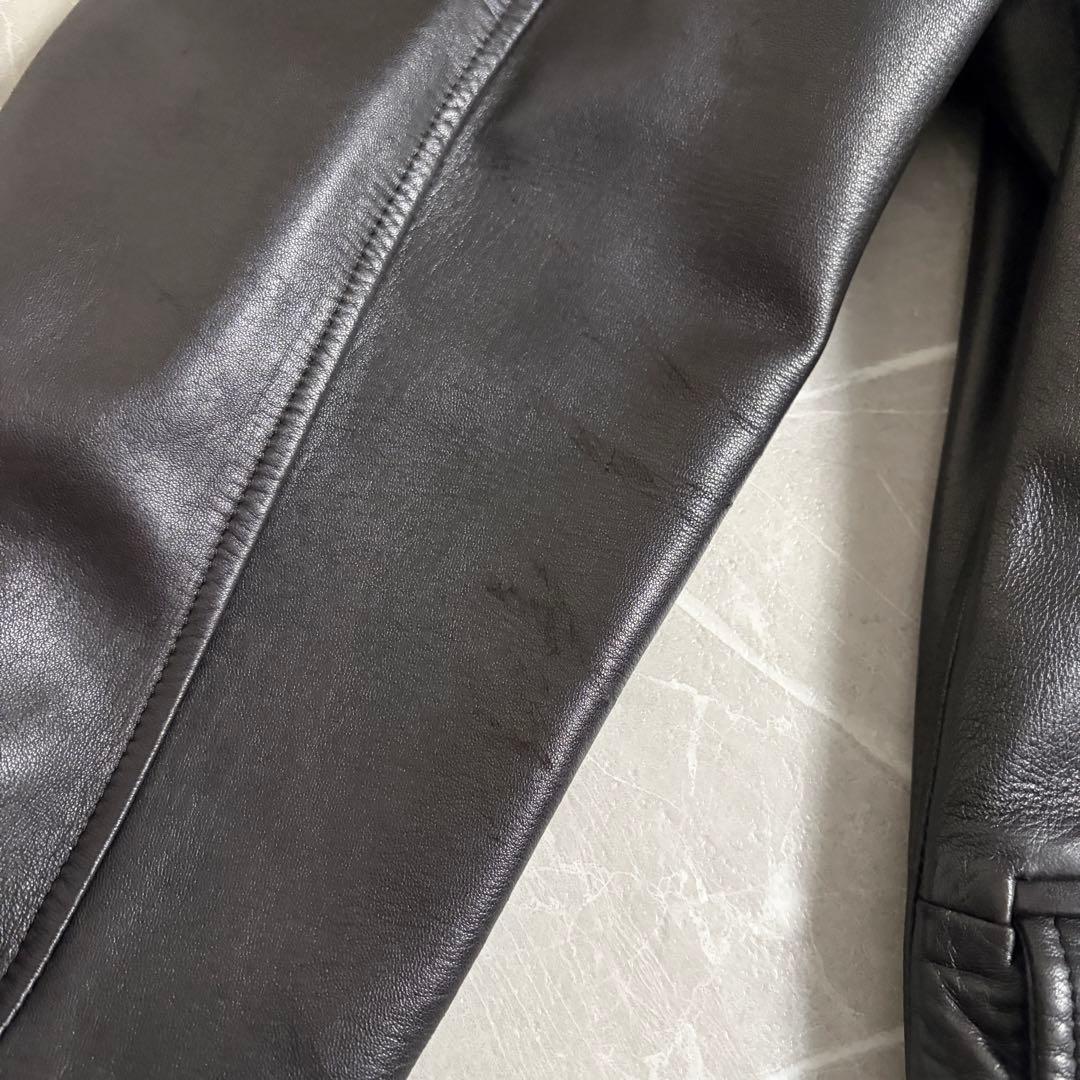 SAKS FIFTH AVENUE カーコート　レザー　イタリア製　カシミヤ