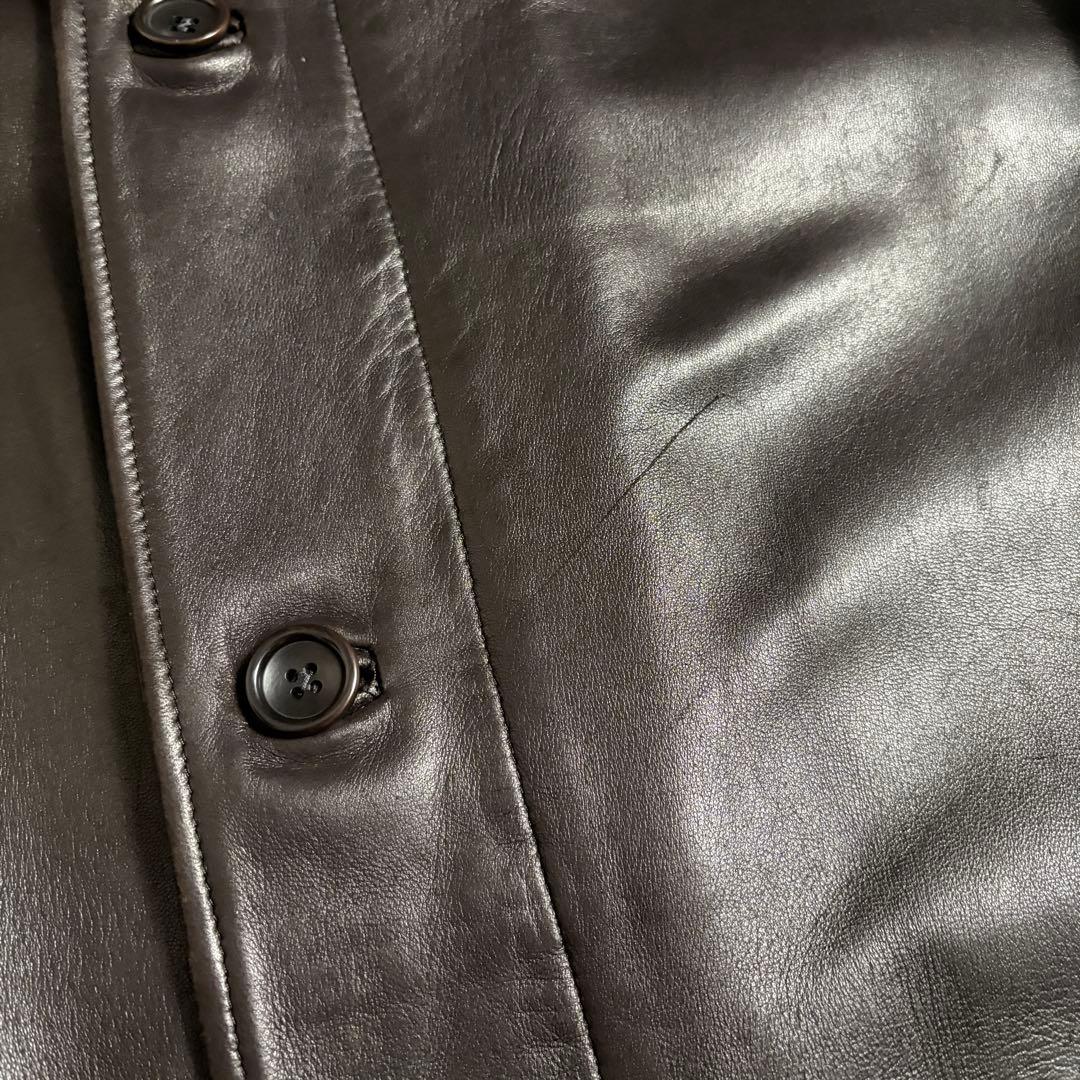 SAKS FIFTH AVENUE カーコート　レザー　イタリア製　カシミヤ