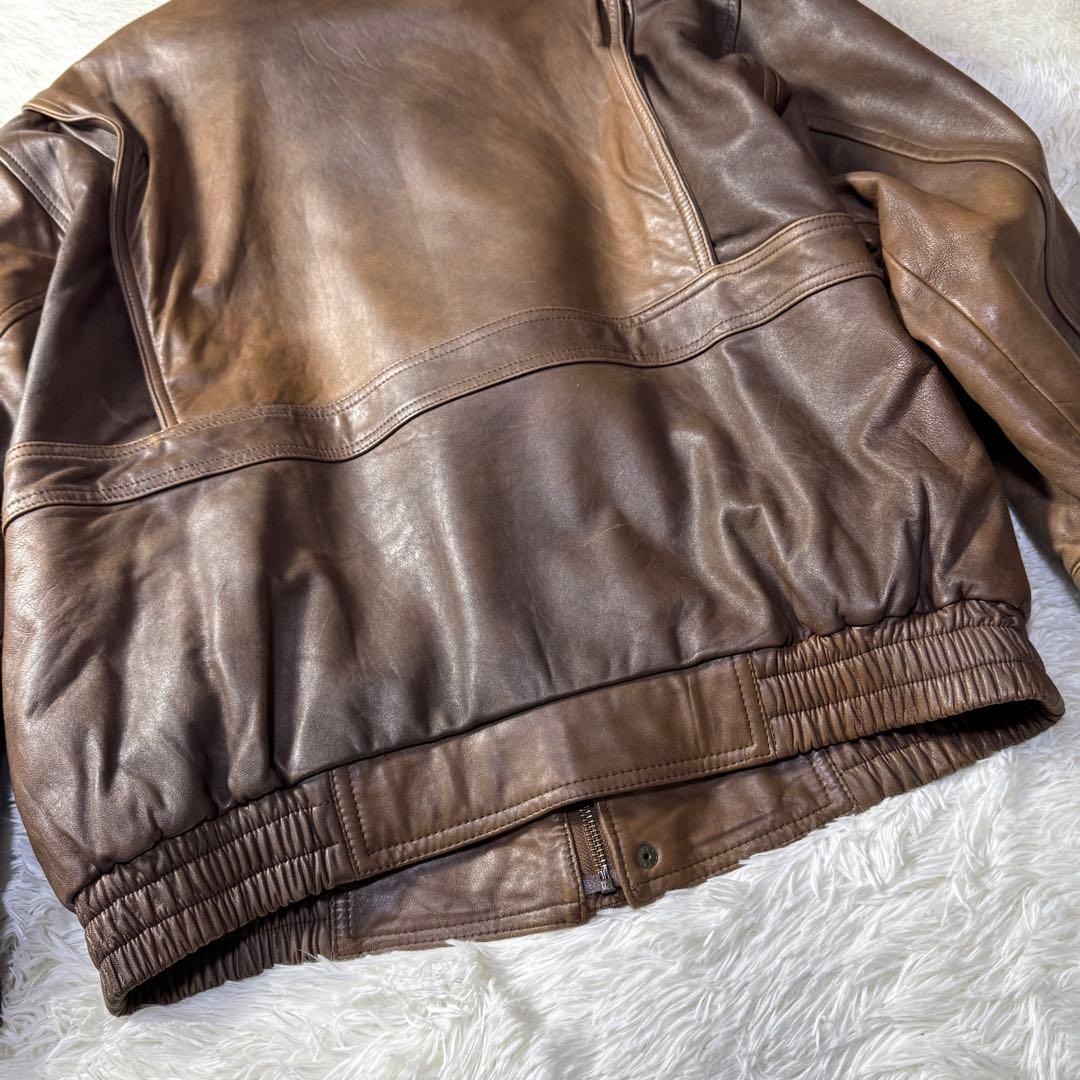 【90s】G-1 A-2フライトレザージャケット L ムートン襟ボア・中綿入り！