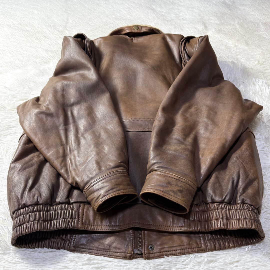 【90s】G-1 A-2フライトレザージャケット L ムートン襟ボア・中綿入り！