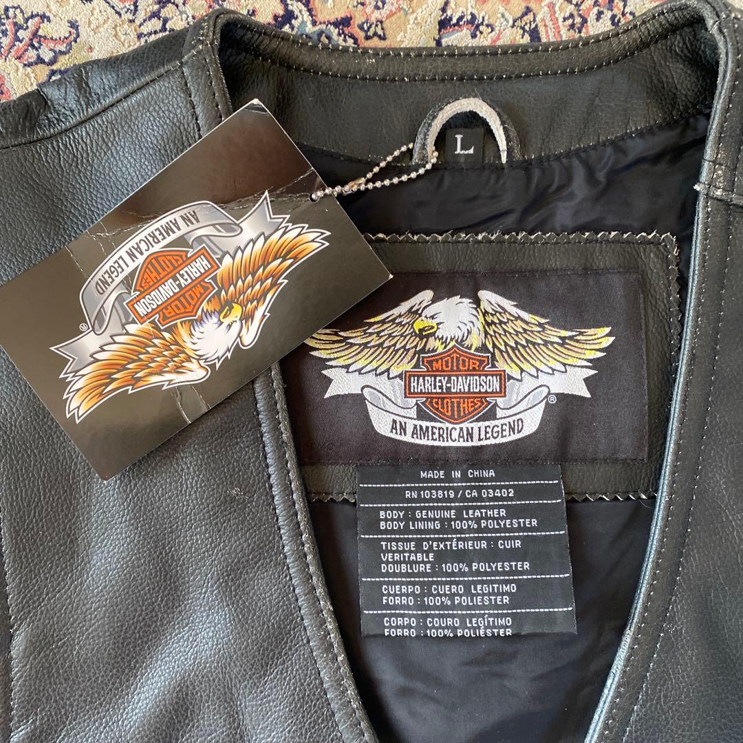訳あり新品未使用Harley-Davidson レザーベスト スカルデザイン