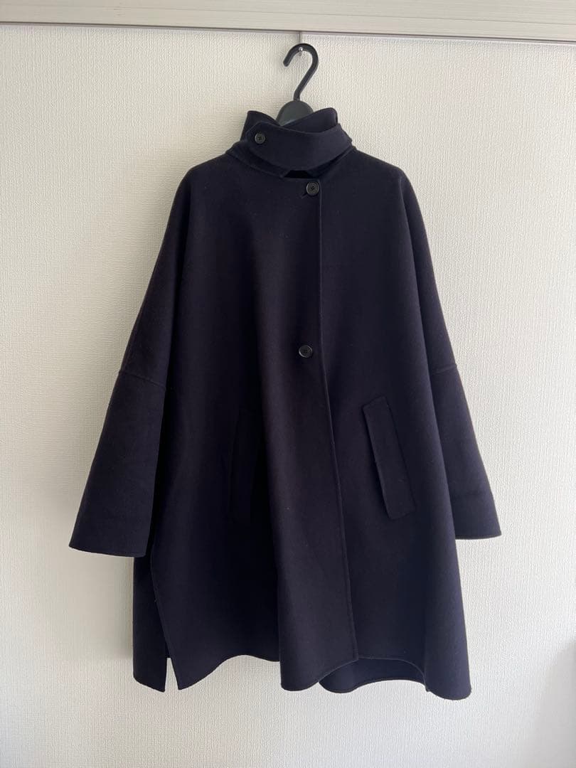 ユナイテッドアローズ　リバー　ケープコート　ポンチョコート　ネイビー