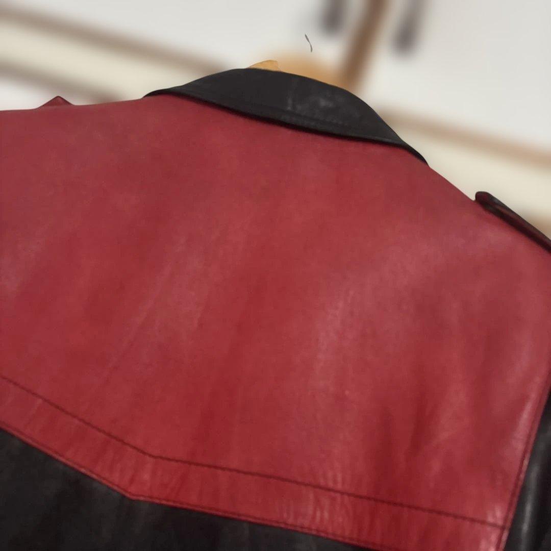 国産ヴィンテージ 赤×黒 ツートン ダブルライダース 日本製