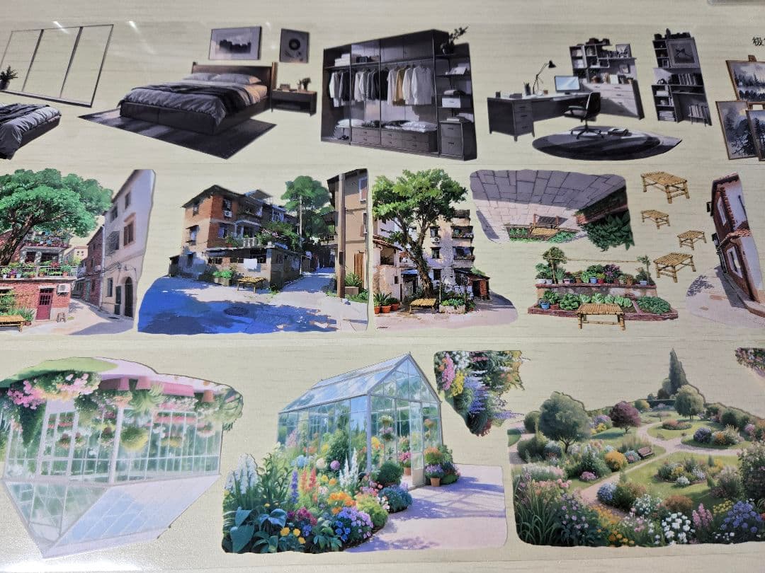 海外マステ　装飾　風景　家具　背景　PET　まとめ売り