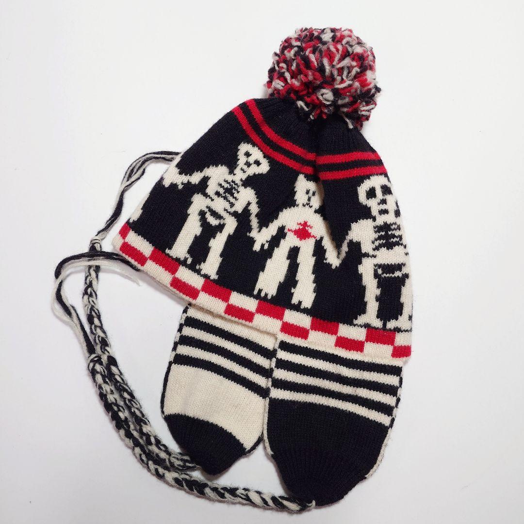 【レア】ヴィヴィアンウエストウッド フラップ付ニット帽 スカル ムーンバット