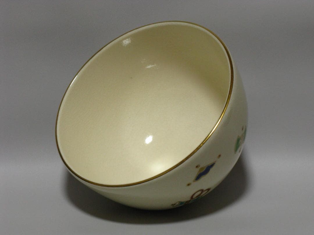 岡田暁山『色絵 吉祥紋 茶碗 銘“蓬莱”』共箱 共布 検 人間国宝 永楽善五郎