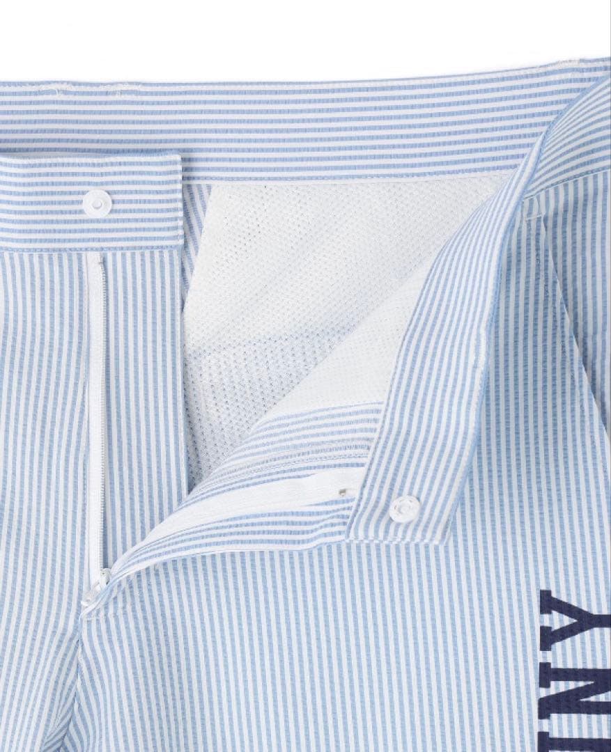 新品 パーリーゲイツ ジャックバニー 吸水速乾ストライプロングパンツ(6)LL青