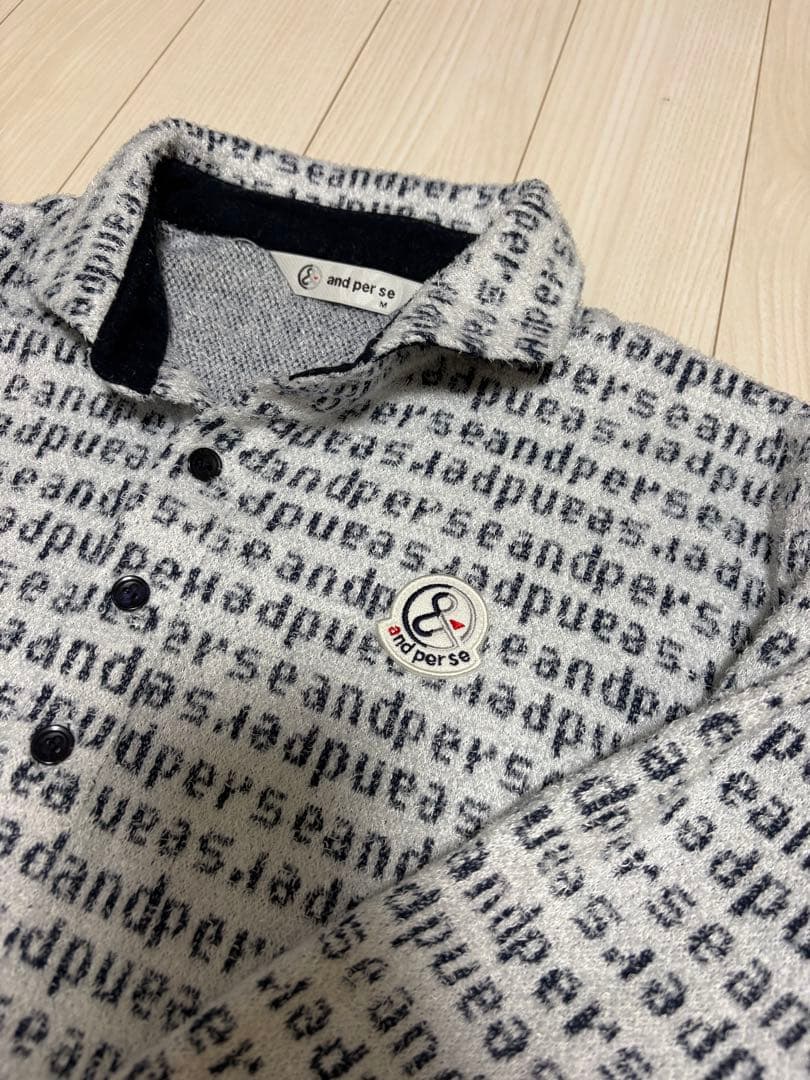 and per se ホワイトネイビー　ポロシャツ Mサイズ