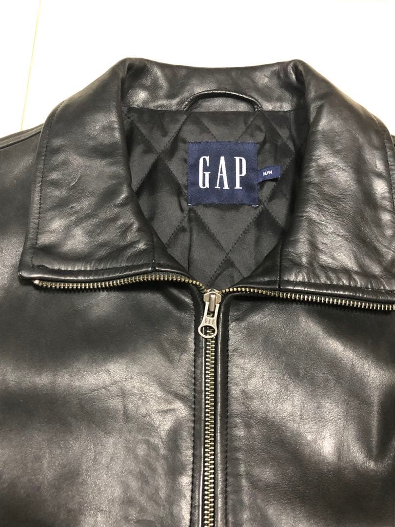 【1990s紺タグ良品M】OLD GAP 黒レザージャケット