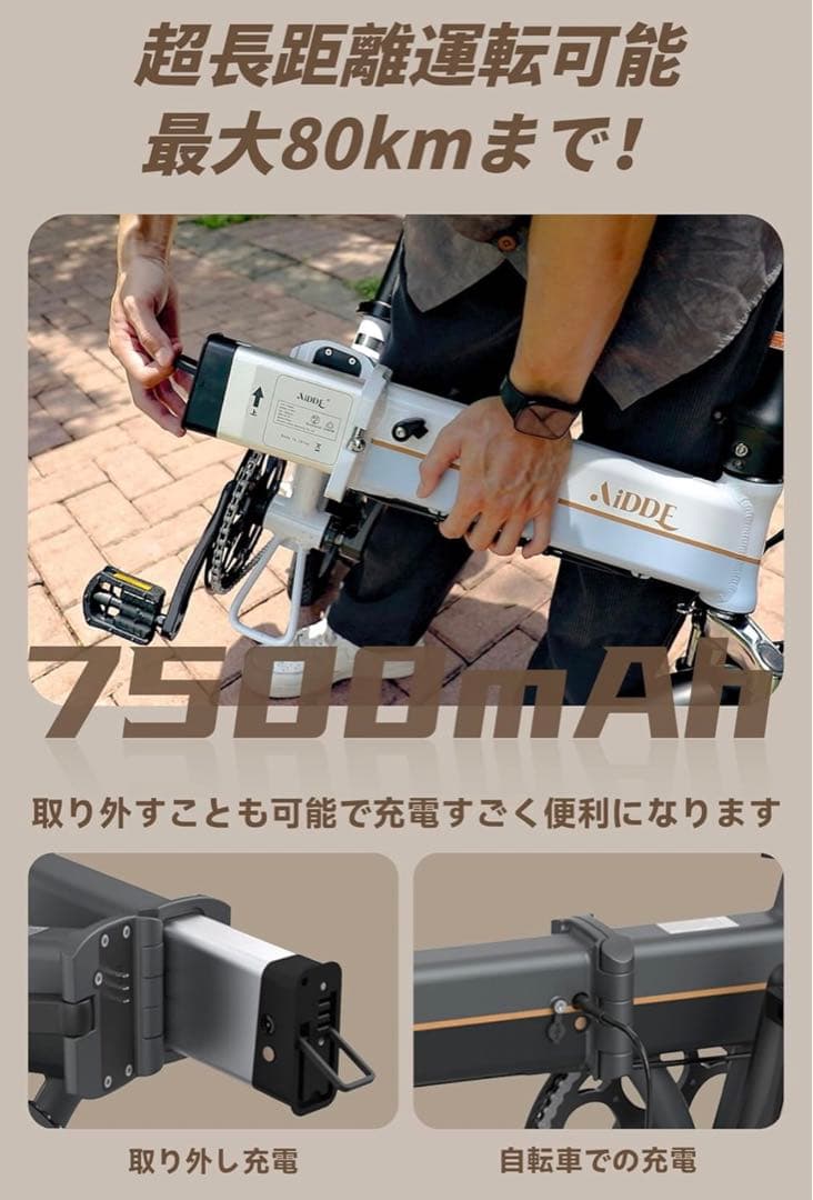 電動アシスト自転車AIDDE Ａ１ＴＳ　ブラック