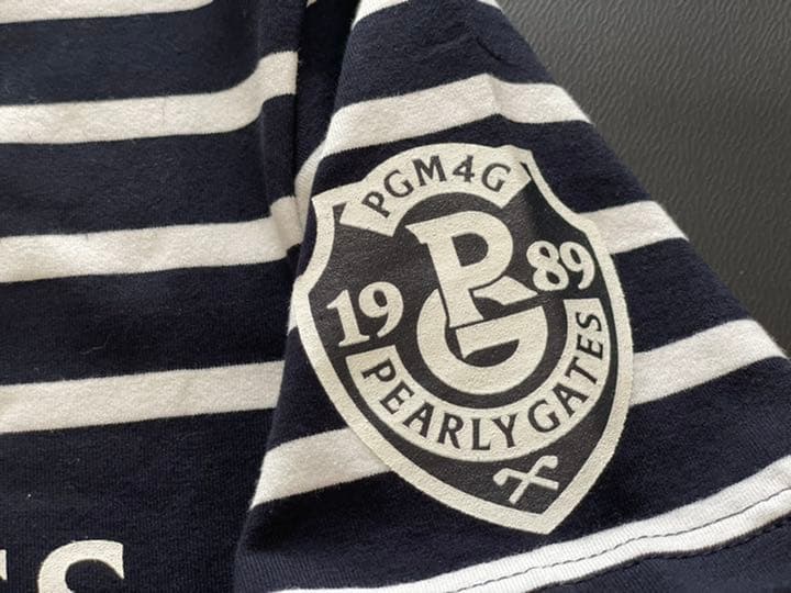 パーリーゲイツ　ネイビーボーダー　半袖ハイネックカットソー　サイズ1