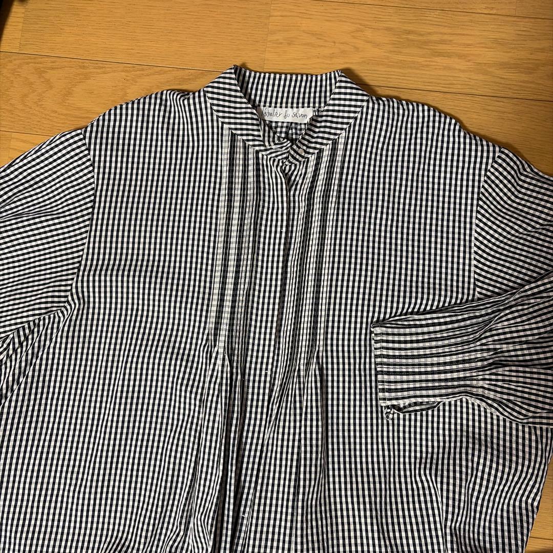 l'atelier du savonウィングカラーピンタックワンピース チェック